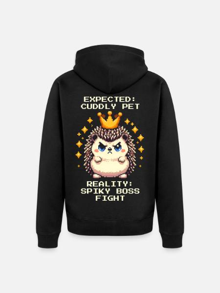 Stacheliger Bosskampf | lustiger Igel Spruch - Unisex Premium Organic Zip Hoodie - black