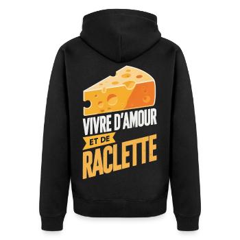 Vivre Amour Raclette Fanatique Cadeau Original - Veste à capuche bio Premium Unisexe - noir - Dos - Nico (187cm)
