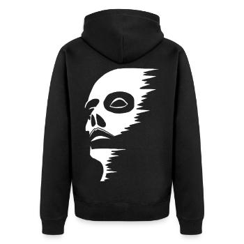 Geisterhaftes Gesicht - Unisex Premium Bio Zip Hoodie - Schwarz - Hinten - Nico (187cm)