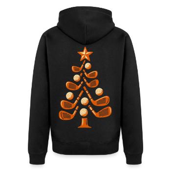 Festive Golf Club Christmas Tree Design - Unisex Premium Organic Zip Hoodie - black - Back - Nico (187cm)