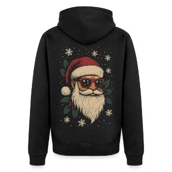 Cooler Weihnachtsmann mit Sonnenbrille Weihnachten - Unisex Premium Bio Zip Hoodie - Schwarz - Hinten - Nico (187cm)