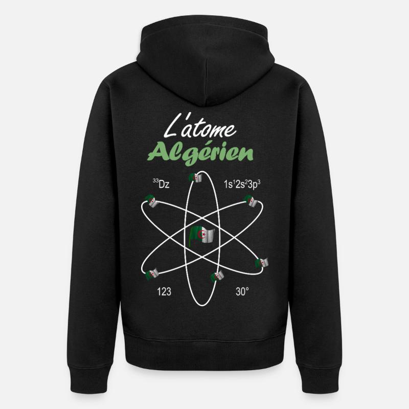 L'Atome Algérien Drapeau Algérie Science - Veste à capuche bio Premium Unisexe - noir