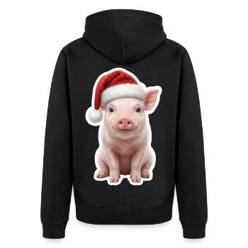 Piglet Makes Grunt - Christmas Pig - Unisex Premium Organic Zip Hoodie - black - Back - Nico (187cm)