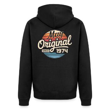 Legends since May 1974 – The original design - Unisex Premium Organic Zip Hoodie - black - Back - Nico (187cm)
