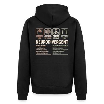 Faits sur les neurodivergents Conception de la neurodiversité - Veste à capuche bio Premium Unisexe - noir - Dos - Nico (187cm)