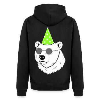 Polar Bear Party Sunglasses Birthday - Unisex Premium Organic Zip Hoodie - black - Back - Nico (187cm)