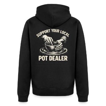 Humour Poterie - Support Your Local Pot Dealer - Veste à capuche bio Premium Unisexe - noir - Dos - Nico (187cm)