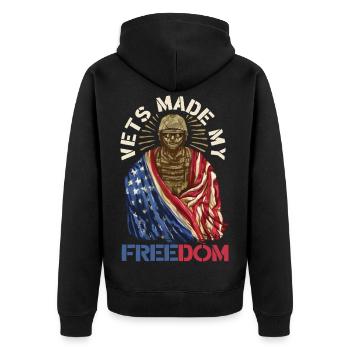Veterans Day for Republicans - Unisex Premium Organic Zip Hoodie - black - Back - Nico (187cm)