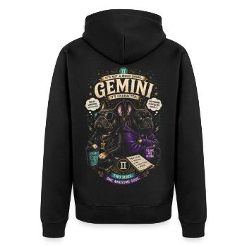 Gemini Chiens en Hoodie – Astrologie Gémeau - Veste à capuche bio Premium Unisexe - noir - Dos - Nico (187cm)