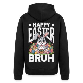 Frohe Ostern Süßer Osterhase Eiersuche Ostereier - Unisex Premium Bio Zip Hoodie - Schwarz - Hinten - Nico (187cm)