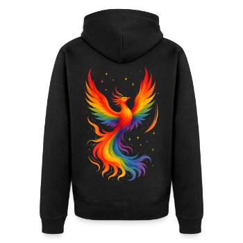 Phoenix Firebird Bird Oiseau Coloré - Veste à capuche bio Premium Unisexe - noir - Dos - Nico (187cm)