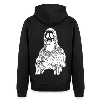 Crâne de la Joconde (blanc) - Veste à capuche bio Premium Unisexe - noir - Dos - Nico (187cm)