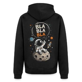 Astronaut Blabla on the Moon - Unisex Premium Organic Zip Hoodie - black - Back - Nico (187cm)