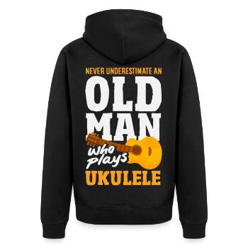 Funny Ukulele Designs and Sayings - Unisex Premium Organic Zip Hoodie - black - Back - Nico (187cm)