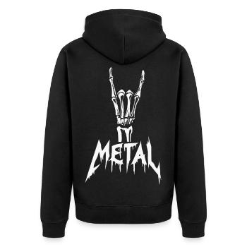 Metal! - Unisex Premium Bio Zip Hoodie - Schwarz - Hinten - Nico (187cm)
