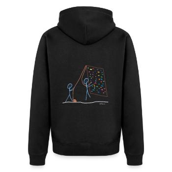 Klettern Strichmännchen, Kletterwand, abseilen - Unisex Premium Bio Zip Hoodie - Schwarz - Hinten - Nico (187cm)