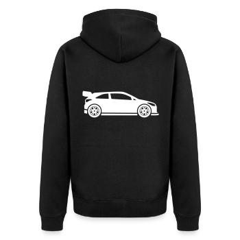 Auto Rennfahrer - Unisex Premium Bio Zip Hoodie - Schwarz - Hinten - Nico (187cm)