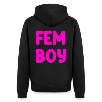 Femboy - Unisex Premium Organic Zip Hoodie - black - Back - Nico (187cm)