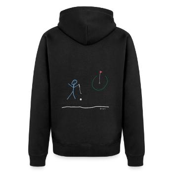 Golf Strichmännchen, lustig Hobby Freizeit Sport - Unisex Premium Bio Zip Hoodie - Schwarz - Hinten - Nico (187cm)