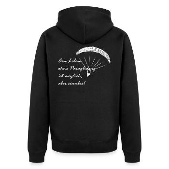 Paragliding Geschenk Gleitschirmflieger Tshirt - Unisex Premium Bio Zip Hoodie - Schwarz - Hinten - Nico (187cm)