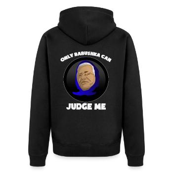 Lustiges Babuschka Design Russland Geschenk Idee - Unisex Premium Bio Zip Hoodie - Schwarz - Hinten - Nico (187cm)
