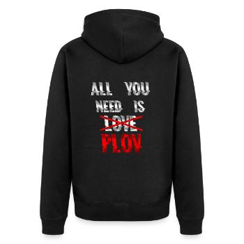 Lustig Russland Geschenk Idee Gopnik Cool Hot Hip - Unisex Premium Bio Zip Hoodie - Schwarz - Hinten - Nico (187cm)