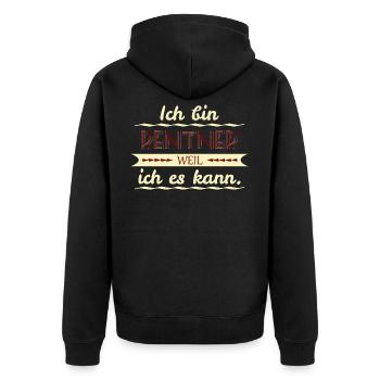 rentner weil ich es kann - Unisex Premium Bio Zip Hoodie - Schwarz - Hinten - Nico (187cm)