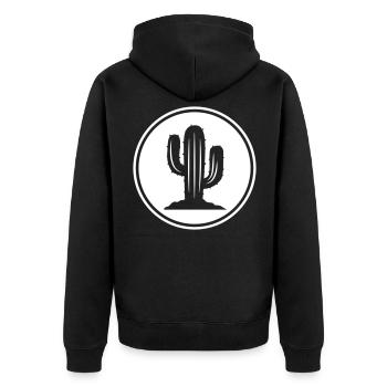 Cactus symbol - Unisex Premium Organic Zip Hoodie - black - Back - Nico (187cm)