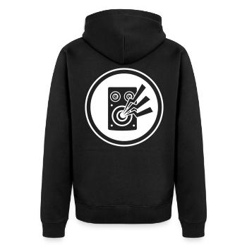 Symbole de musique des haut-parleurs - Veste à capuche bio Premium Unisexe - noir - Dos - Nico (187cm)