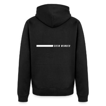 Crew Members - Unisex Premium Organic Zip Hoodie - black - Back - Nico (187cm)