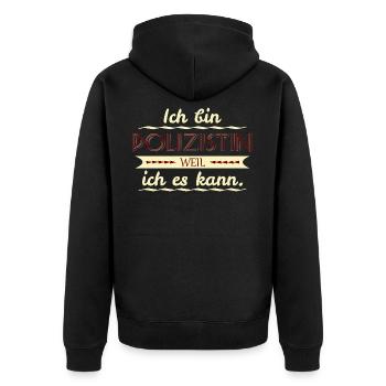 polizistin weil ich es kann - Unisex Premium Bio Zip Hoodie - Schwarz - Hinten - Nico (187cm)