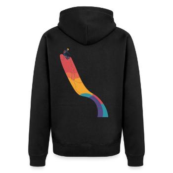 Climber - Unisex Premium Organic Zip Hoodie - black - Back - Nico (187cm)