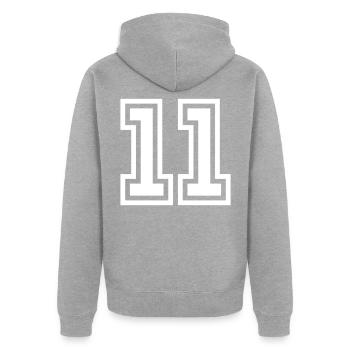 11 Number symbol - Unisex Premium Organic Zip Hoodie - heather grey - Back - Nico (187cm)