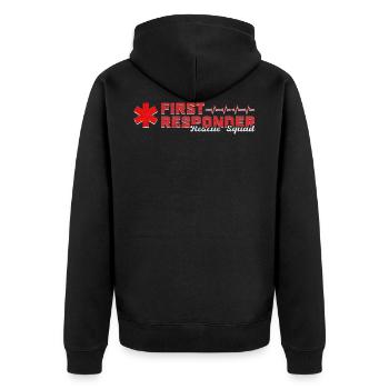 Cool First Responder Rescue Squad Shirt - Unisex Premium Organic Zip Hoodie - black - Back - Nico (187cm)