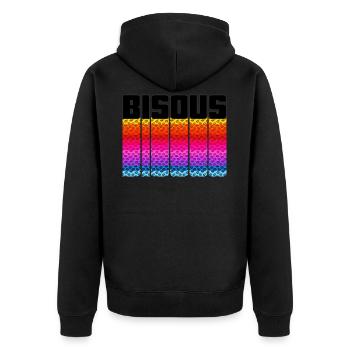 Bisous Kuss küssen Love Valentinstag - Unisex Premium Bio Zip Hoodie - Schwarz - Hinten - Nico (187cm)