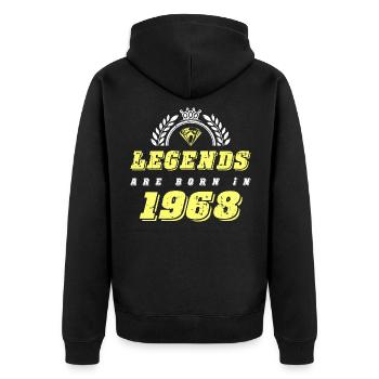 1968 legends born in - Unisex Premium Bio Zip Hoodie - Schwarz - Hinten - Nico (187cm)