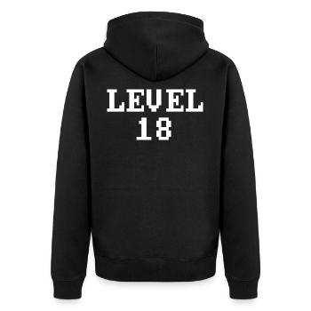 level 18, 18th birthday controller, gamer - Unisex Premium Organic Zip Hoodie - black - Back - Nico (187cm)