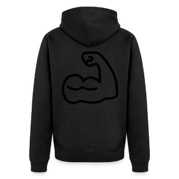 Muscles biceps icon - Unisex Premium Organic Zip Hoodie - black - Back - Nico (187cm)