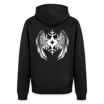 snowflake wings - Unisex Premium Organic Zip Hoodie - black - Back - Nico (187cm)