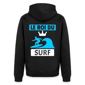 Le roi du surf idée cadeau Surfeur Humour Noël - Veste à capuche bio Premium Unisexe - noir - Dos - Nico (187cm)