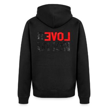 Revolution - Unisex Premium Bio Zip Hoodie - Schwarz - Hinten - Nico (187cm)