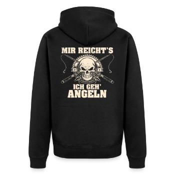 Angler Feierabend angeln Hobby Lustig Geschenk neu - Unisex Premium Bio Zip Hoodie - Schwarz - Hinten - Nico (187cm)