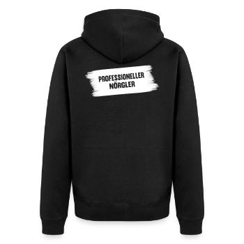 professioneller Nörgler - Unisex Premium Bio Zip Hoodie - Schwarz - Hinten - Nico (187cm)