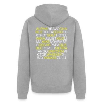 OTAN Alphabet - Veste à capuche bio Premium Unisexe - gris chiné - Dos - Nico (187cm)