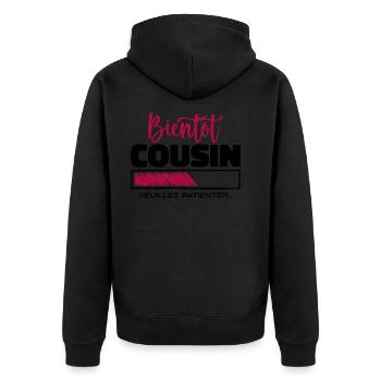 bientôt cousin veuillez patienter - Veste à capuche bio Premium Unisexe - noir - Dos - Nico (187cm)
