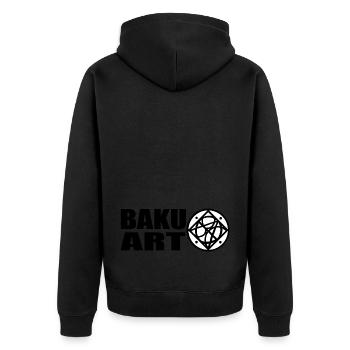 BaKu-Art - Unisex Premium Bio Zip Hoodie - Schwarz - Hinten - Nico (187cm)