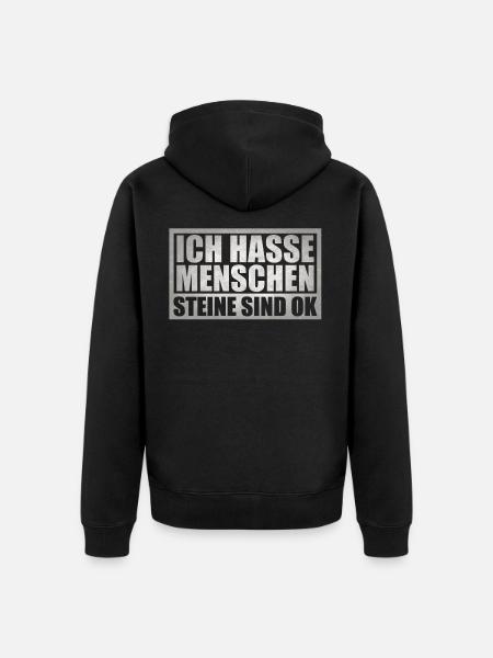 Ich hasse Menschen - Unisex Premium Bio Zip Hoodie - Schwarz