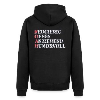 noah - Unisex Premium Bio Zip Hoodie - Schwarz - Hinten - Nico (187cm)