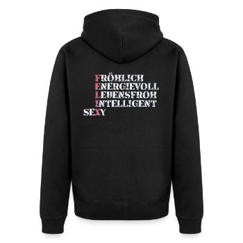 felix - Unisex Premium Bio Zip Hoodie - Schwarz - Hinten - Nico (187cm)