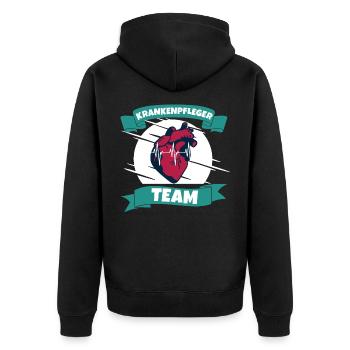 Krankenpfleger team - Unisex Premium Bio Zip Hoodie - Schwarz - Hinten - Nico (187cm)